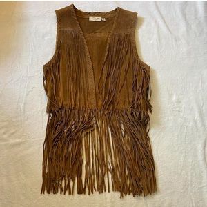 Tan/Brown Leather Fringe Vest Jacket
100% Real Pig Leather SIZE: small/medium